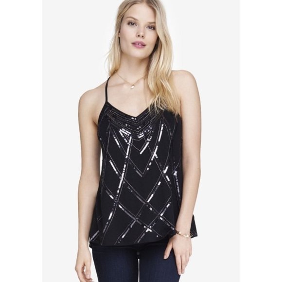 Chic Express black sequin racerback tank - Picture 1 of 4